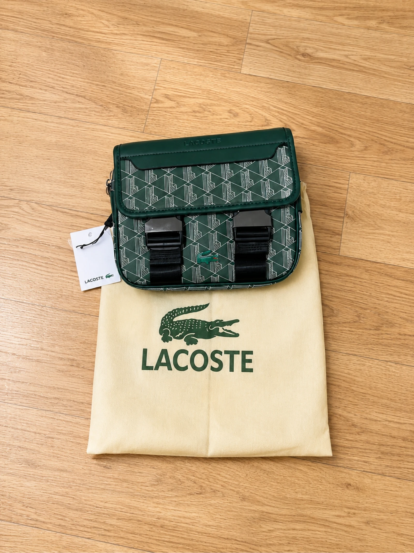 Lacoste Green Monogram Crossbody Bag